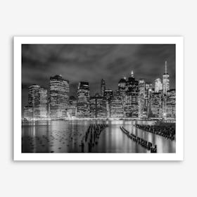 New York City Monochrome Night Impressions Art Print