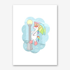 Unicorn Singin In The Rain Art Print
