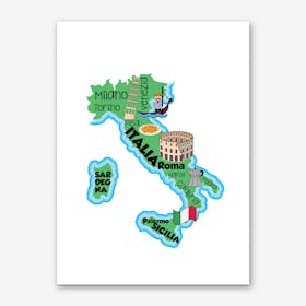 Italy Map Art Print