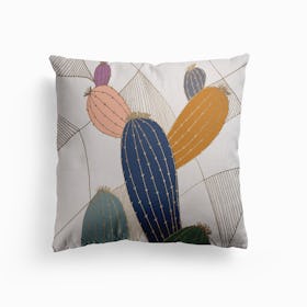 Golden Cactus Canvas Cushion