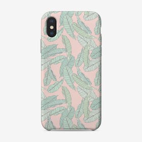 Pink Green Leaves Phone Case