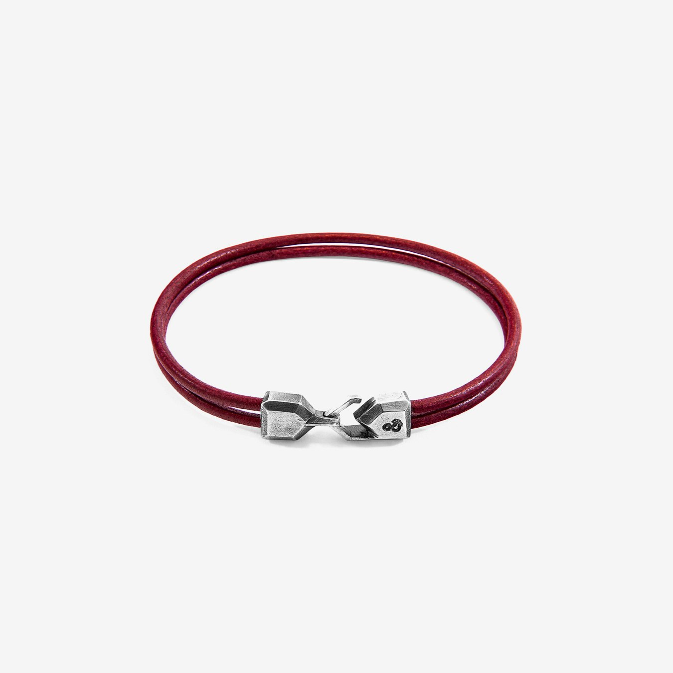 Bordeaux Red Cromer SIlver and Round Leather Bracelet by Anchor & Crew