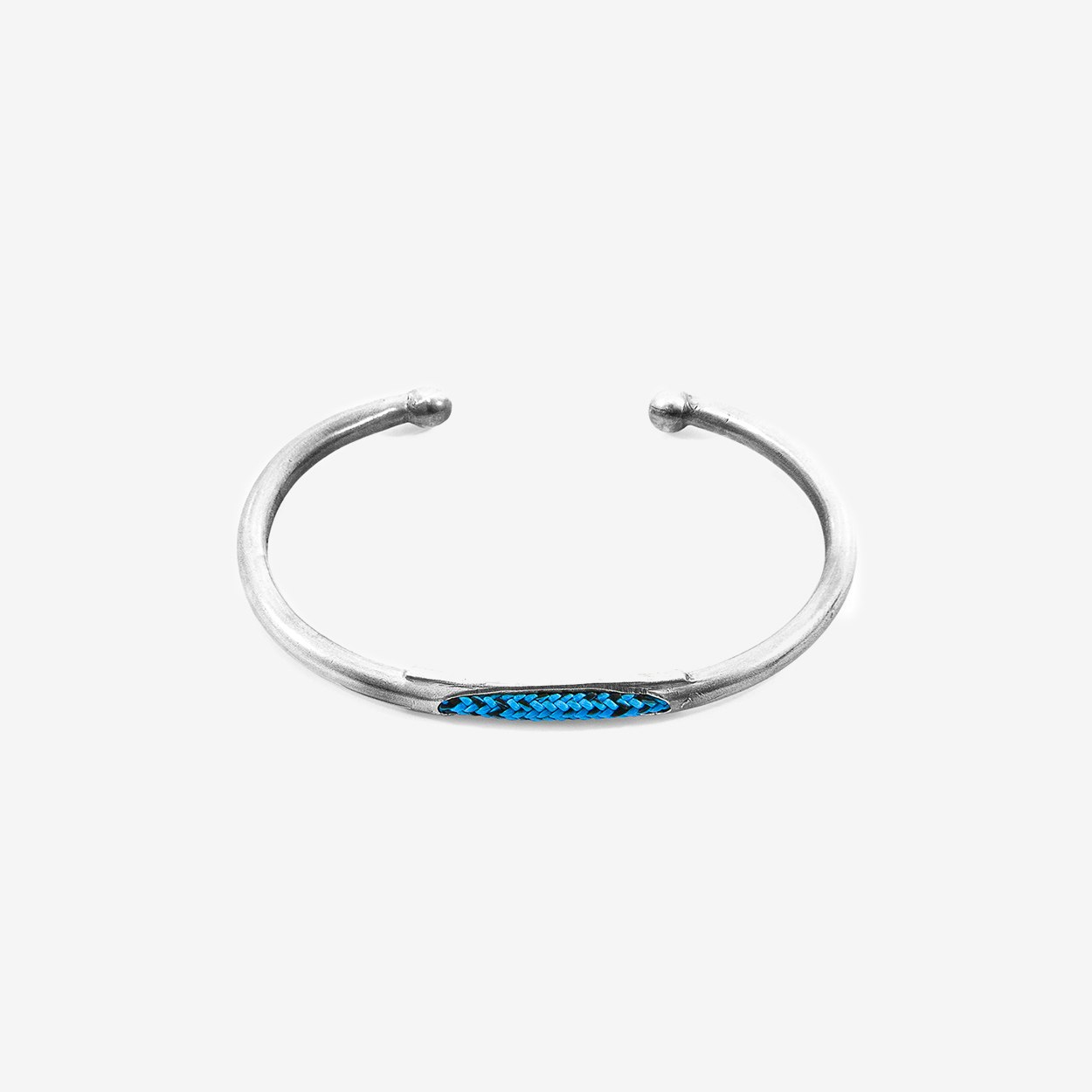 Blue Noir Trent Silver and Rope Bangle by Anchor & Crew