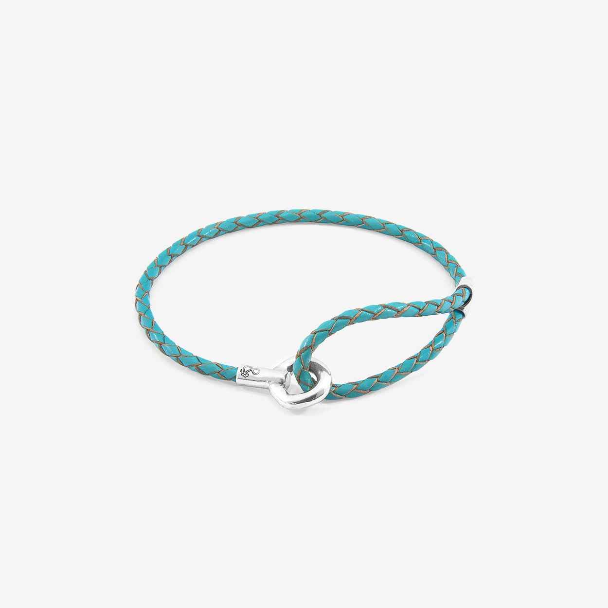 Turquoise Blue Blake Silver and Braided Leather Bracelet by Anchor & Crew
