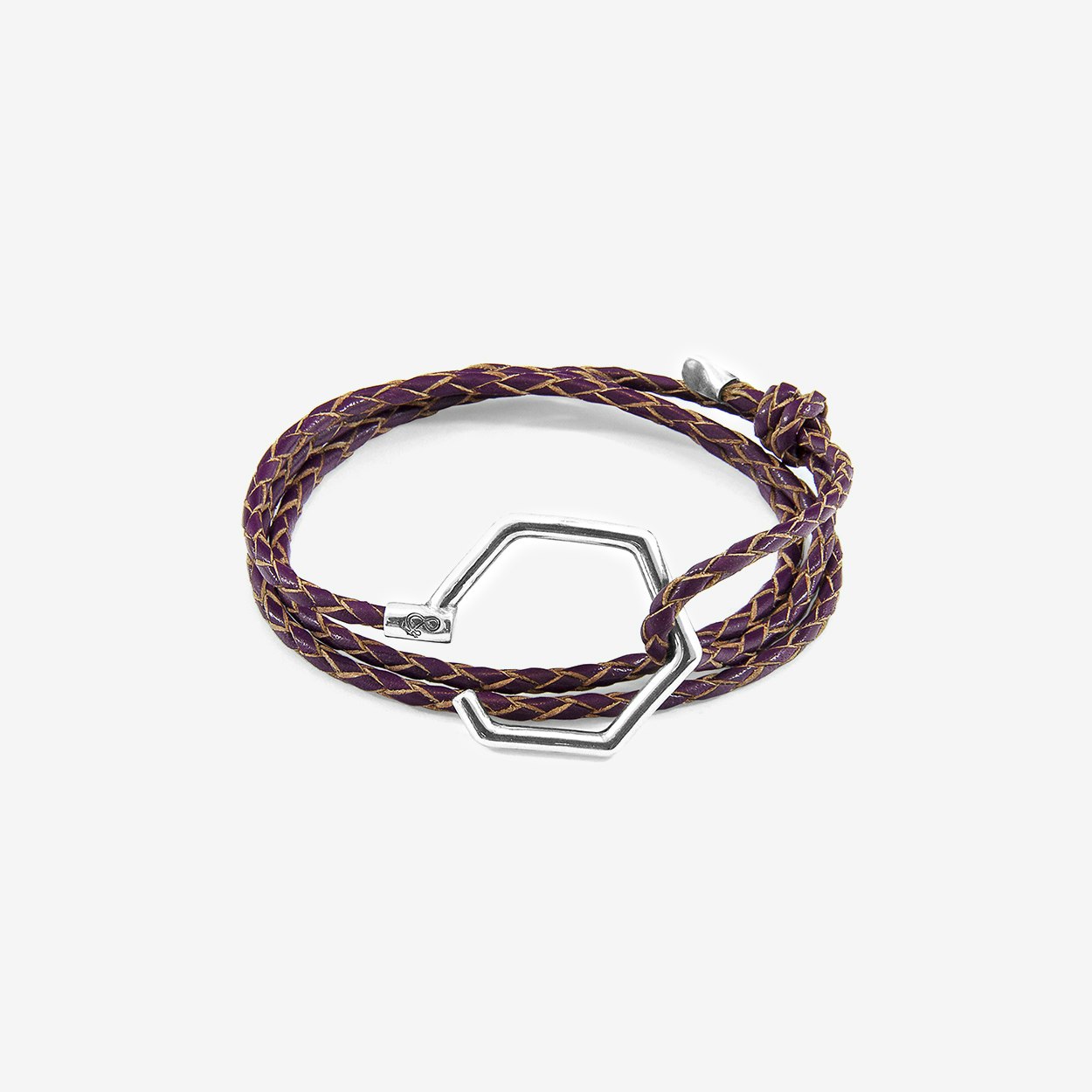 Deep Purple Storey Silver and Braided Leather Bracelet by Anchor & Crew