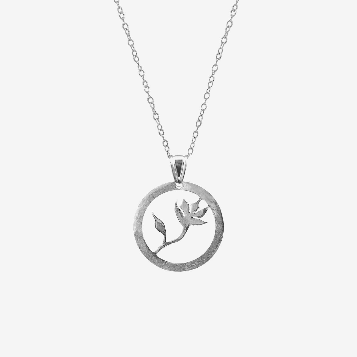 Exotic Flower Disc Paradise Silver Necklace Pendant by Anchor & Crew