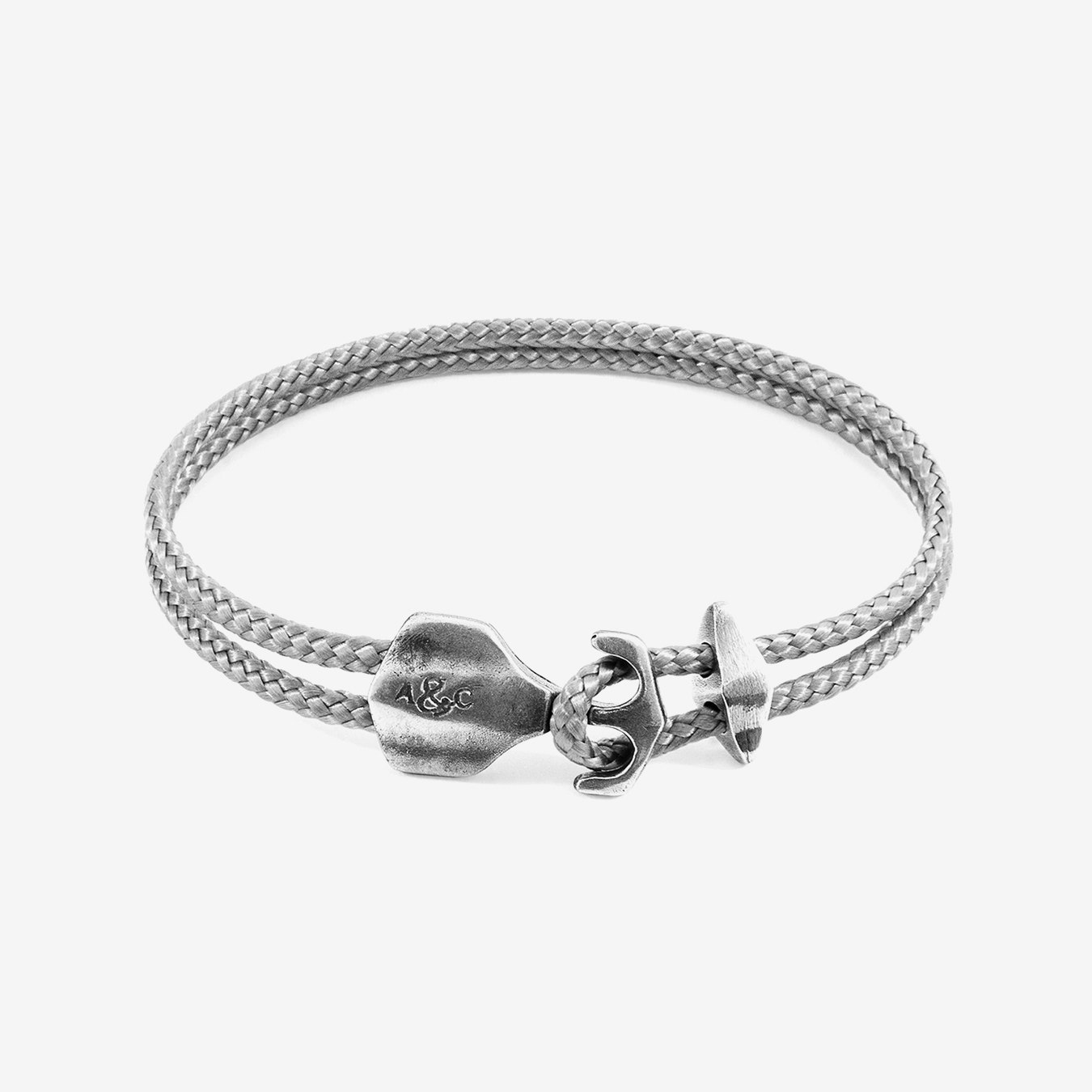 Classic Grey Delta Anchor Silver and Rope Bracelet by Anchor & Crew