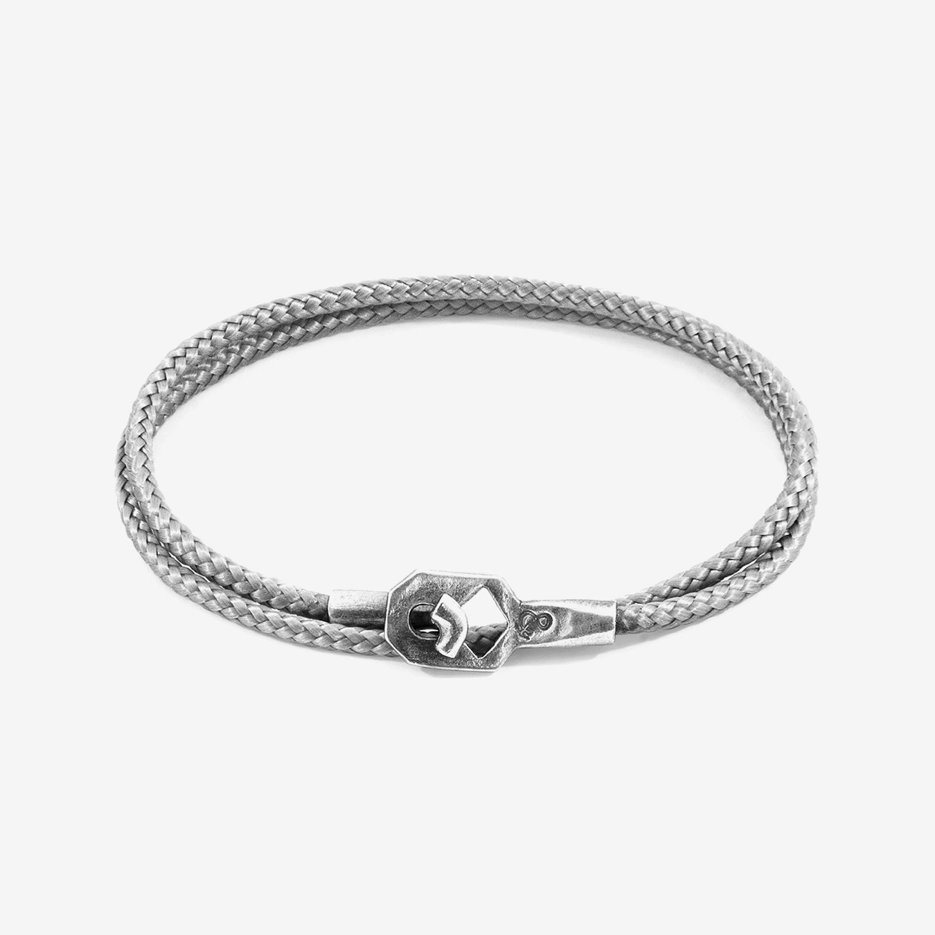 Classic Grey Tenby Silver and Rope Bracelet by Anchor & Crew
