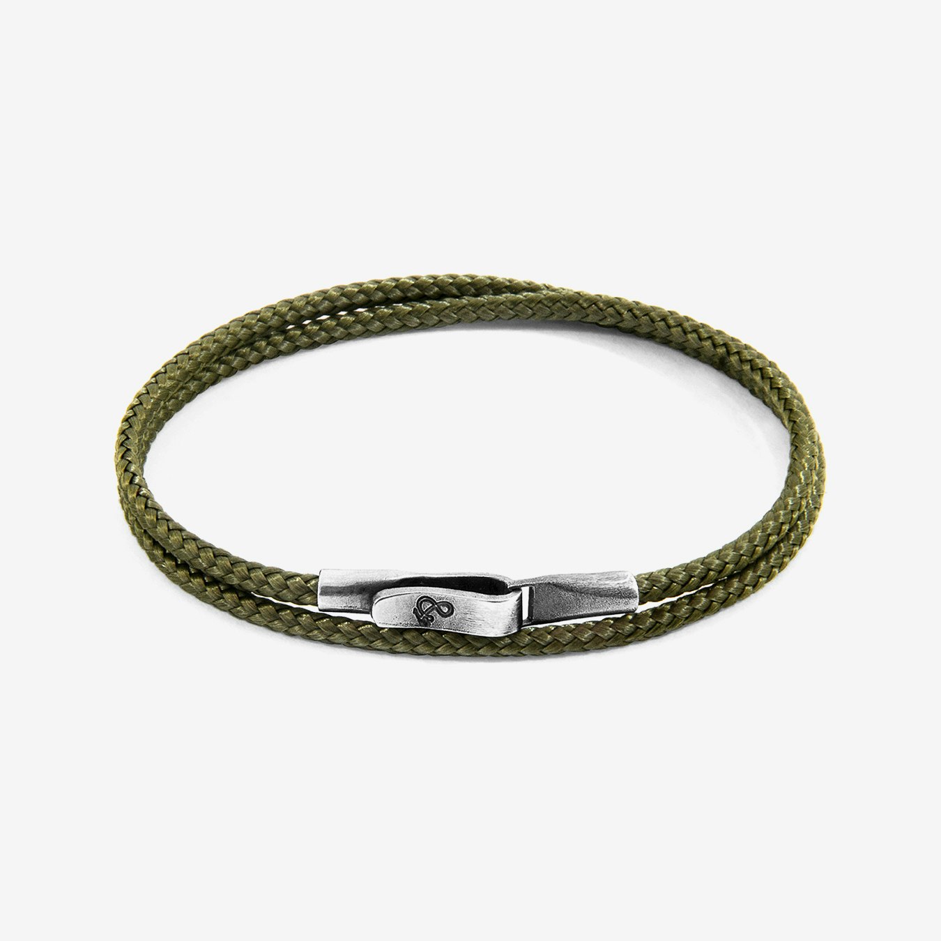 Khaki Green Liverpool Silver and Rope Bracelet by Anchor & Crew
