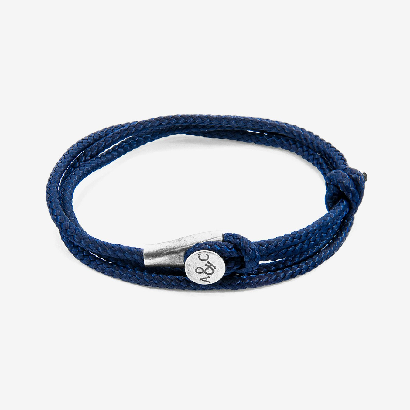 Navy Blue Dundee Silver and Rope Bracelet by Anchor & Crew