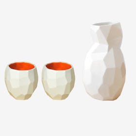 Bright Orange Poligon Sake Set