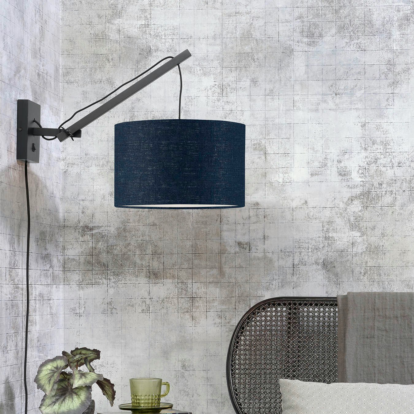 Andes Wall Lamp - Black / Blue Denim