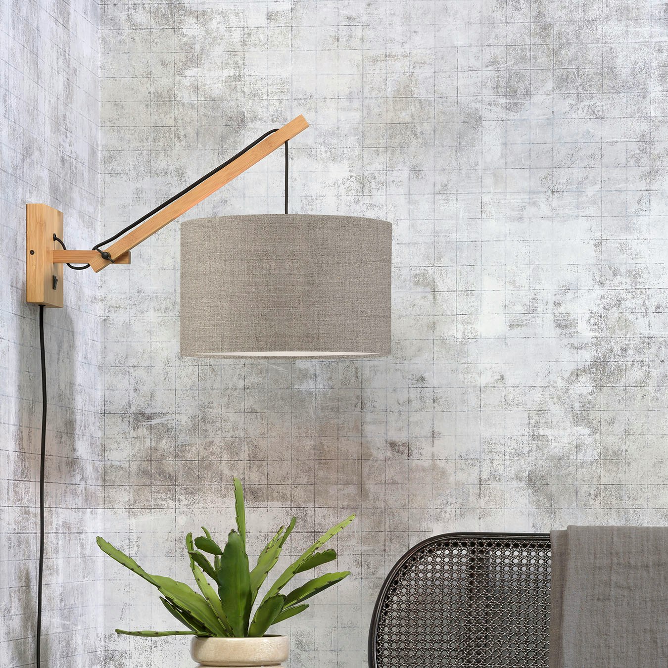 Andes Wall Lamp - Natural / Dark Linen