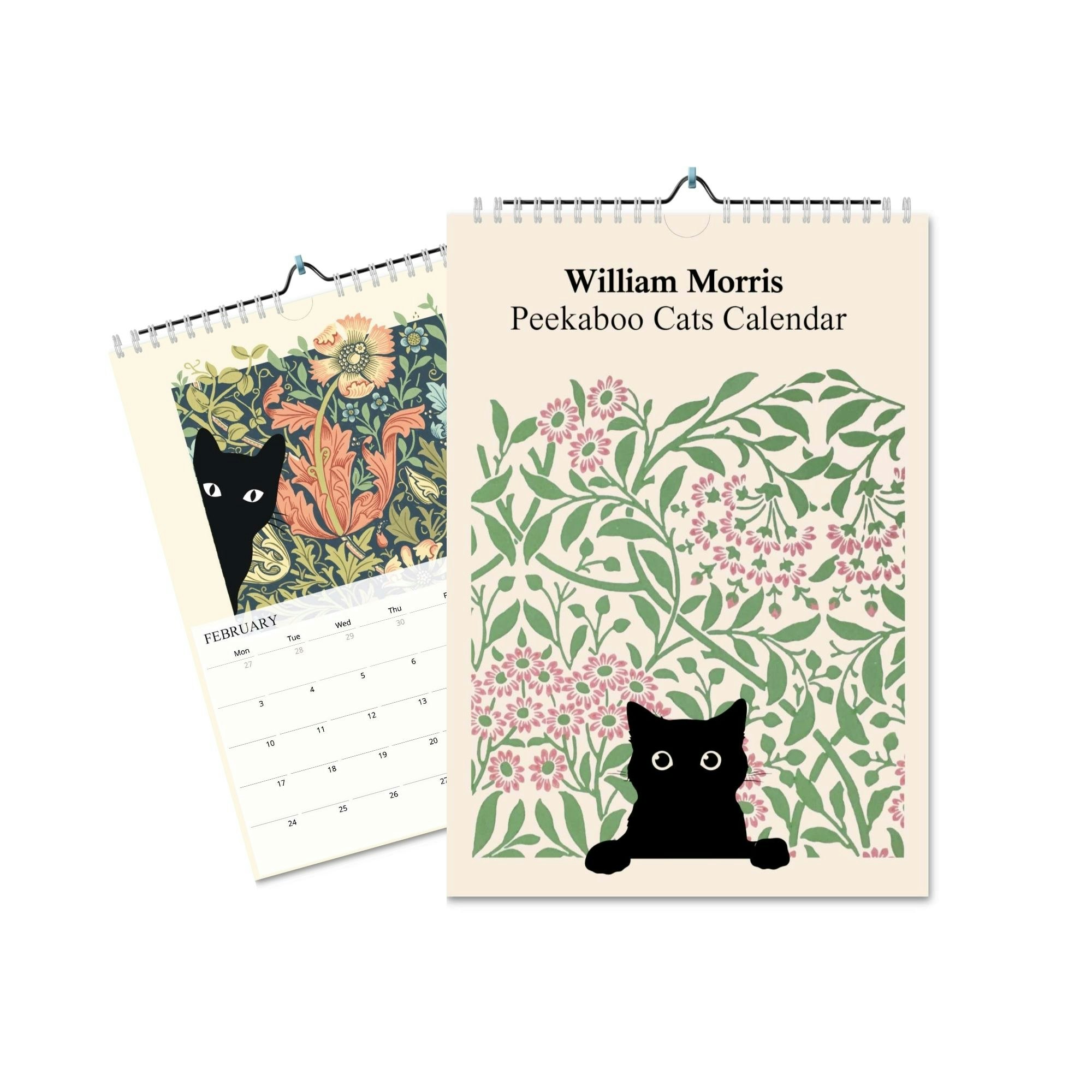 William Morris Peekaboo Cats, 2025 Wall Calendar by Peaches Calendars