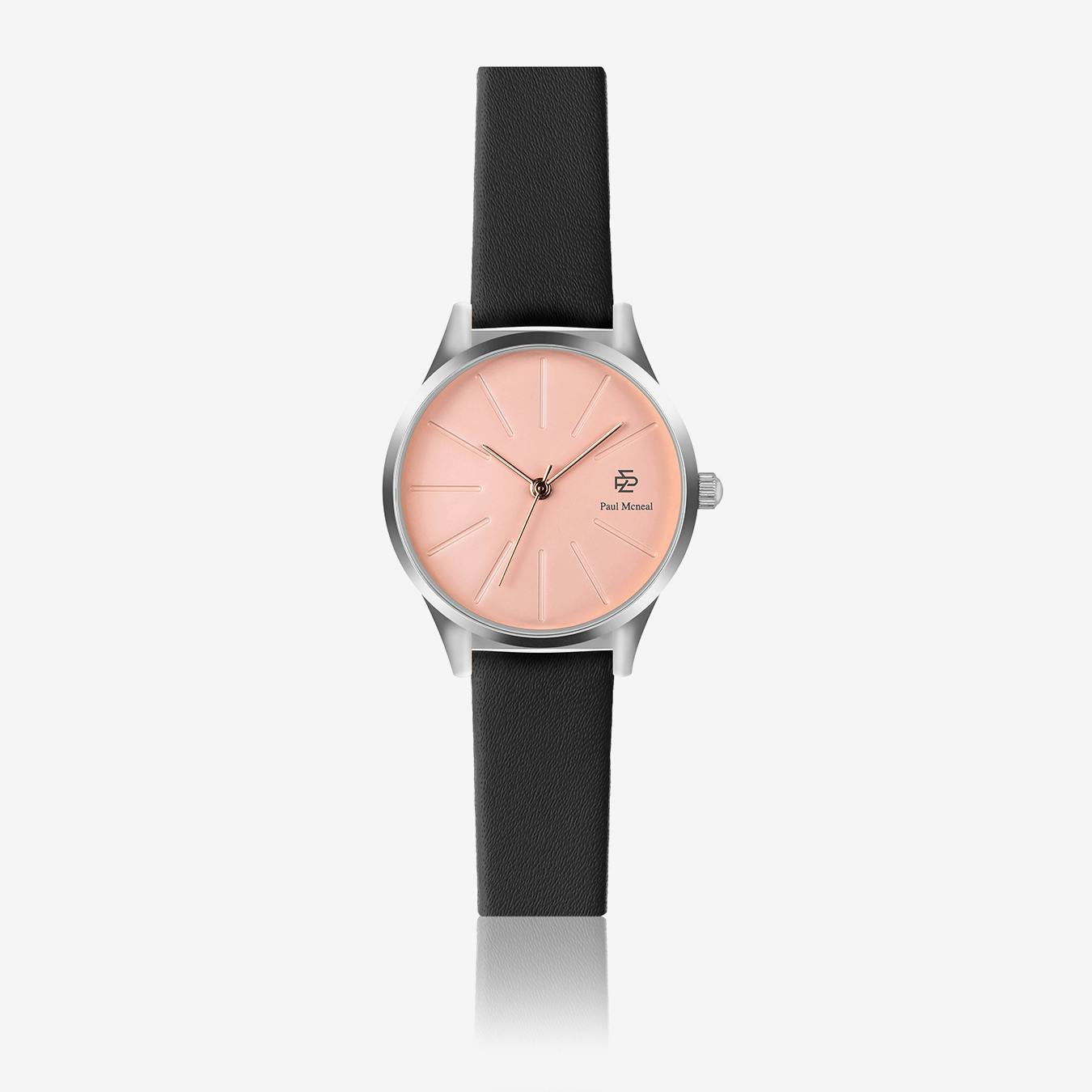 leather watch black face
