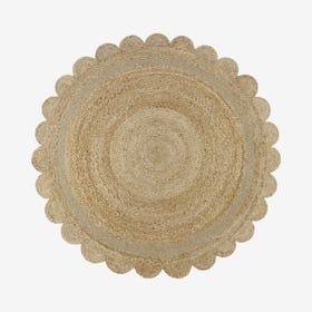 Neha scalloped Round Rug - Natural