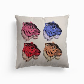 Color Tiger Canvas Cushion