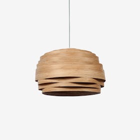 Light Cloud Lampshade in Bamboo Veneer (White Cable)