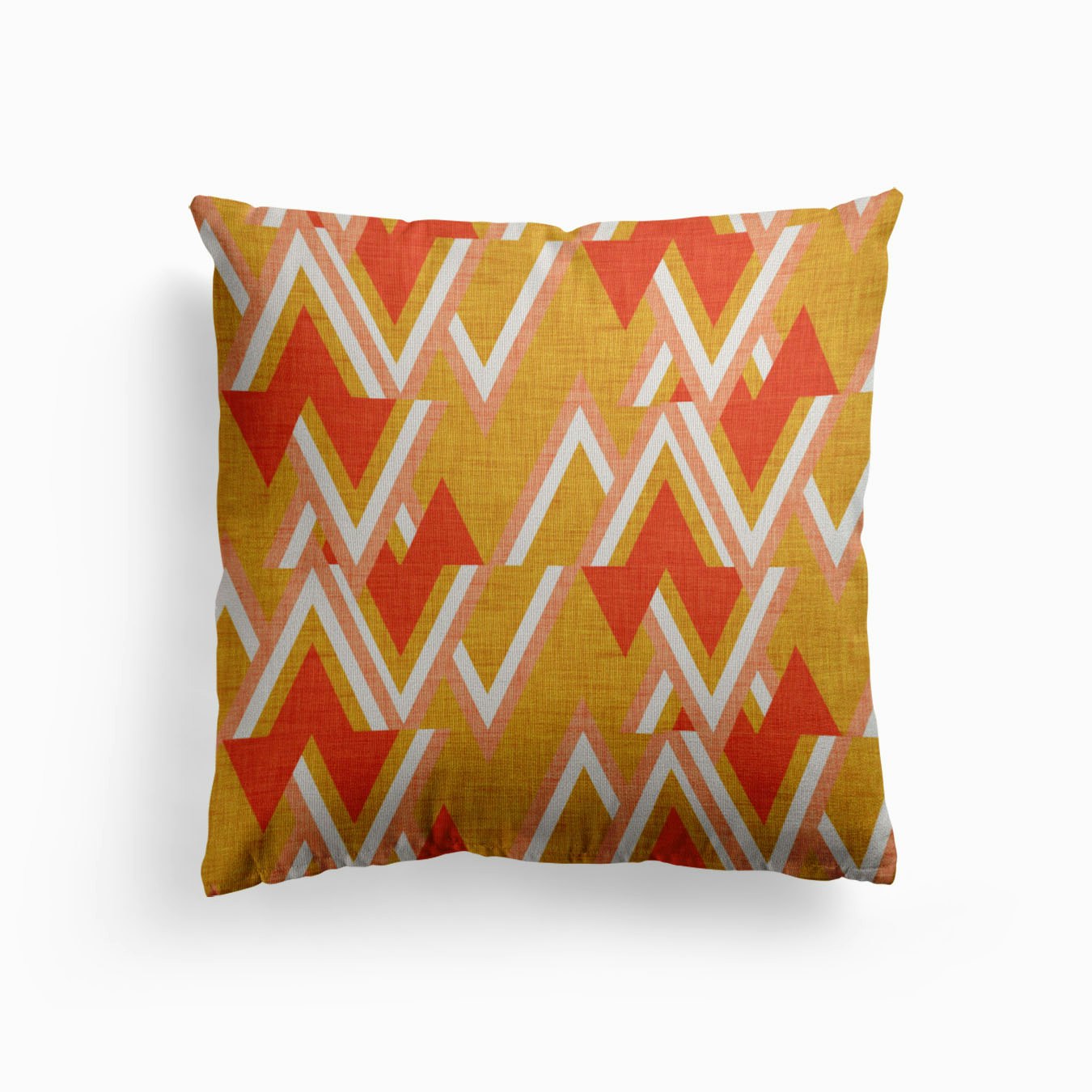 Mid Mod Woods Mustard Canvas Cushion by Susana Costa