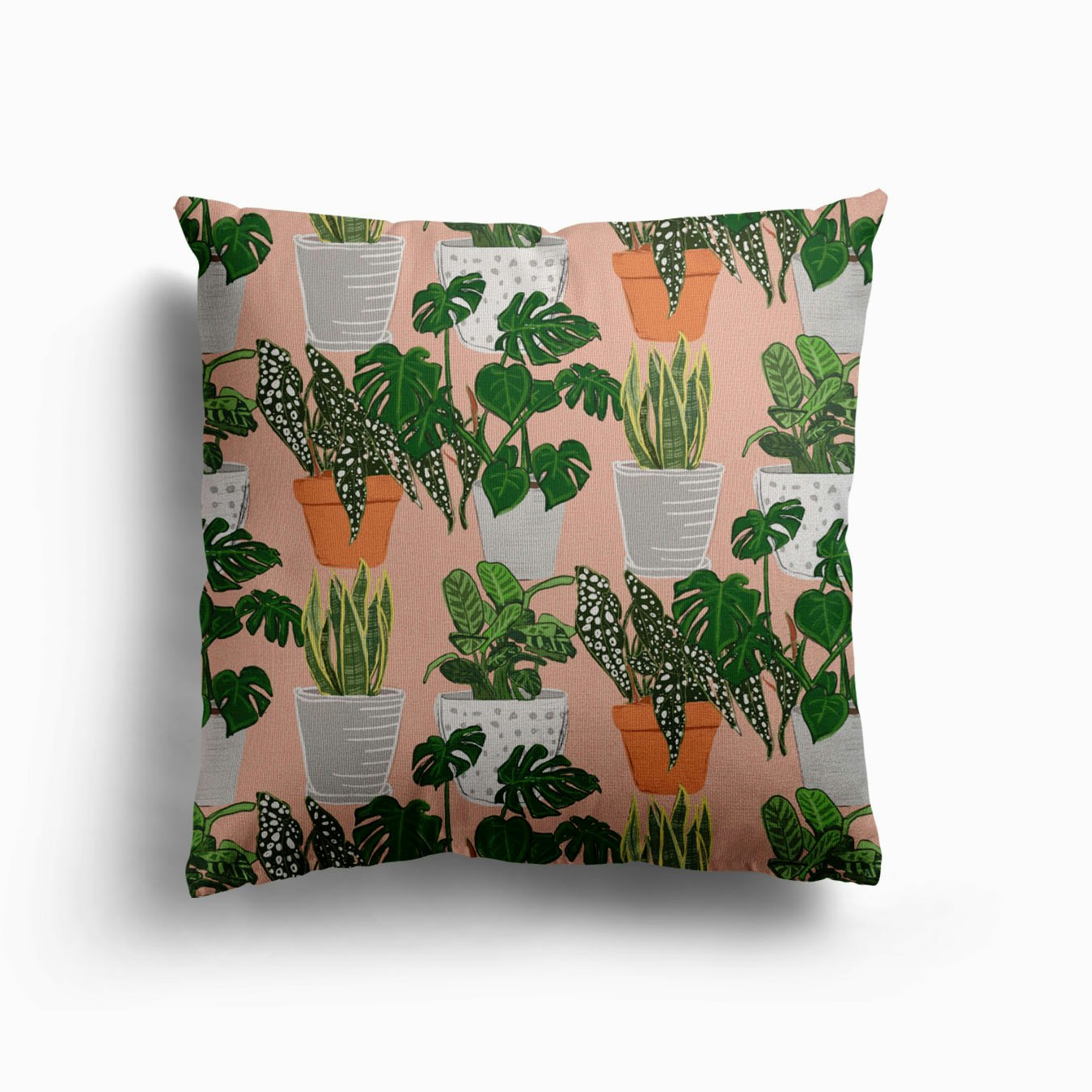 Indoor Garden Pink Canvas Cuscino