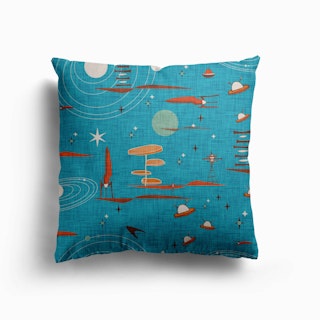 Intergalatic Journey Blue Canvas Cushion