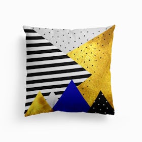 Gold Abstract Blue   Cushion
