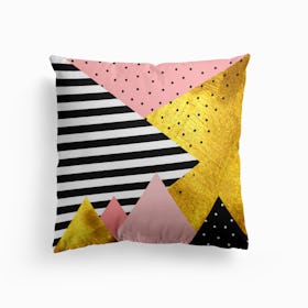 Gold Abstract Pink   Cushion