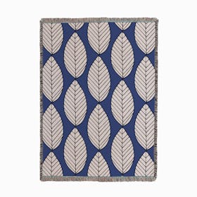 Leaves Blue Woven Throw