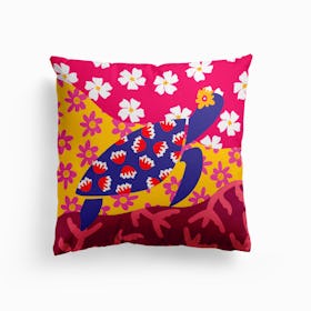 Turtle In The Flower Water Cushion