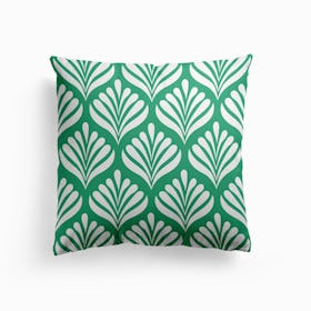 White Leaves On Green Cushion