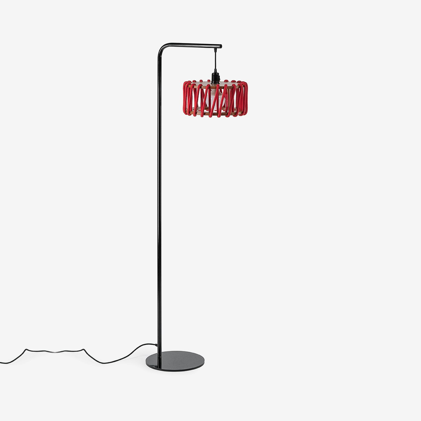 Black Macaron Floor Lamp - Red Shade by EMKO