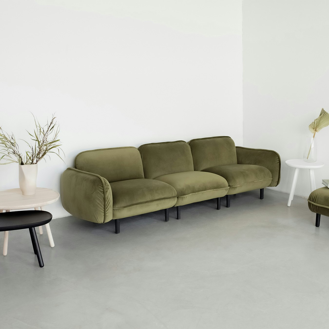 Bean 3-seater Sofa - Green - Velour