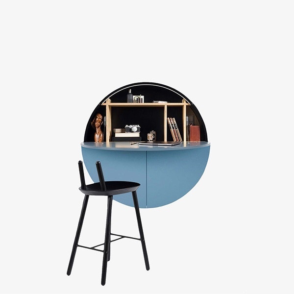 Multifunctional Round Pill Cabinet/Desk - Black / Blue