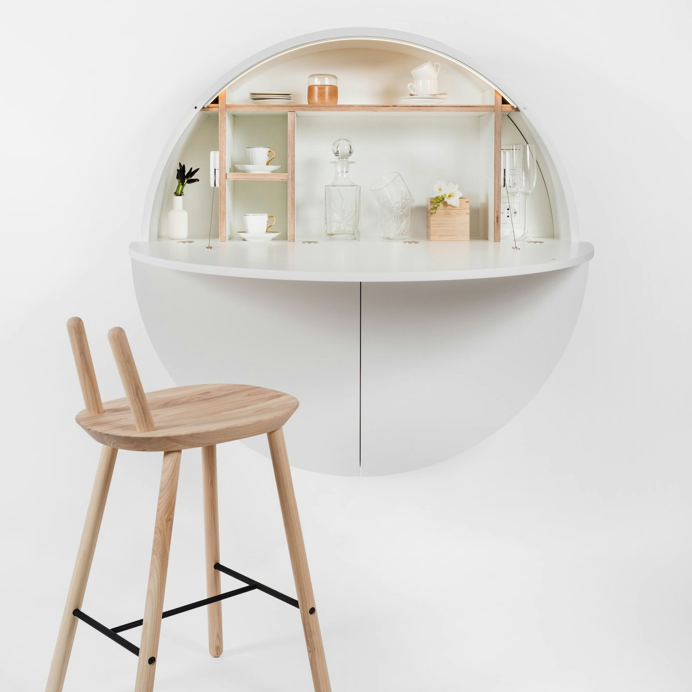 Multifunctional Round Pill Cabinet/Desk - White