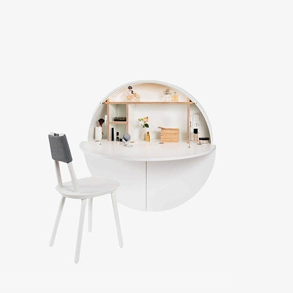 Multifunctional Round Pill Cabinet/Desk - White by EMKO
