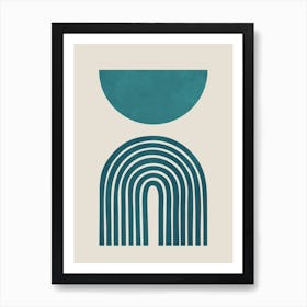 Teal Beige Arches 60x80cm - Black Framed Art Print