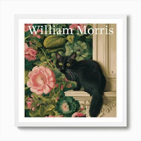 William Morris Cat 50x50cm - White Framed Art Print