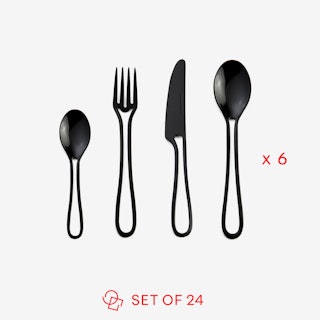 Black 'Outline' Table Cutlery - Set of 24