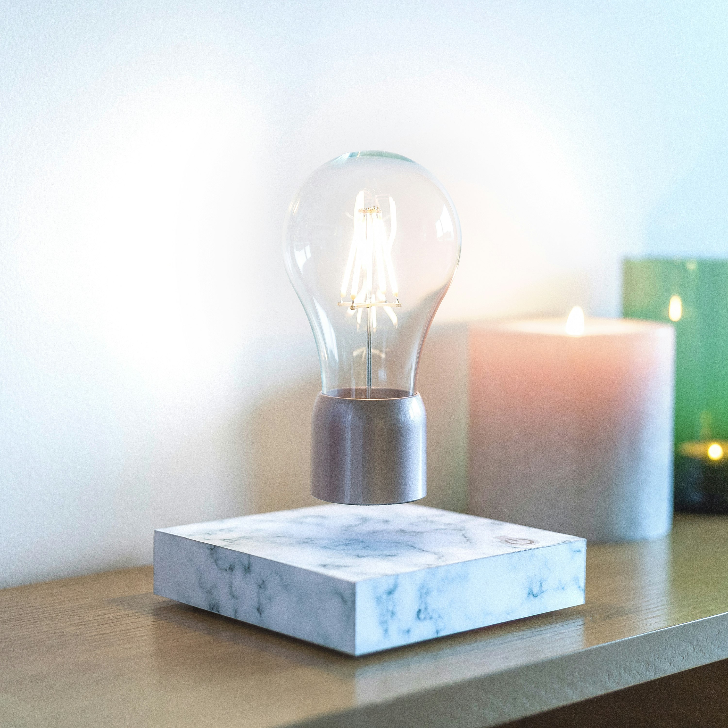 PÆr Levitating Light In White Marble PÆr Levitating Light In White Marble