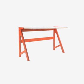 VOLT Desk in Foxy Orange w/ Snow White Top