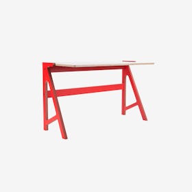 VOLT Desk in Vulcan Red w/ Snow White Top