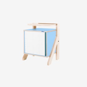 FRAME Night Table in Butterfly Blue w/ Transparent Blue Screen