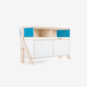 FRAME Sideboard 02 Small in Iris Blue w/ Transparent Blue Screen