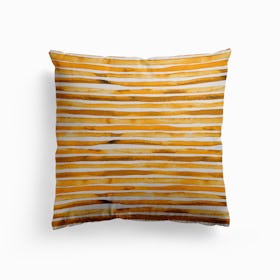 Watercolor Stripes Yellow Canvas Cushion
