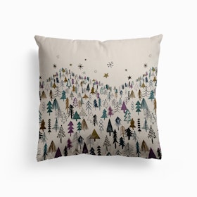 Night Tree Forest Purple Canvas Cushion