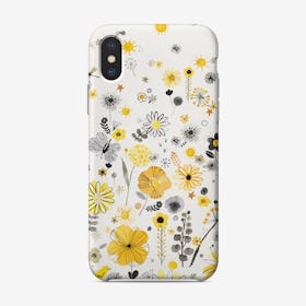 Positive Watercolor Flowers Yellow Phone Case