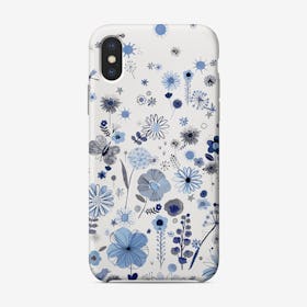 Positive Watercolor Flowers Blue Phone Case