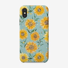 Summer Happy Sunflowers Blue Phone Case