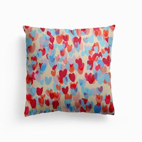 Overlapped Sweet Hearts Canvas Cushion
