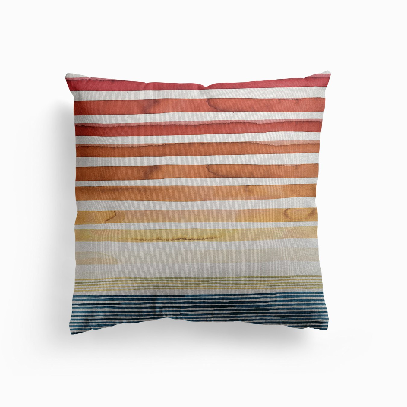 Watercolor Stripes Summer Sunset Canvas Cuscino